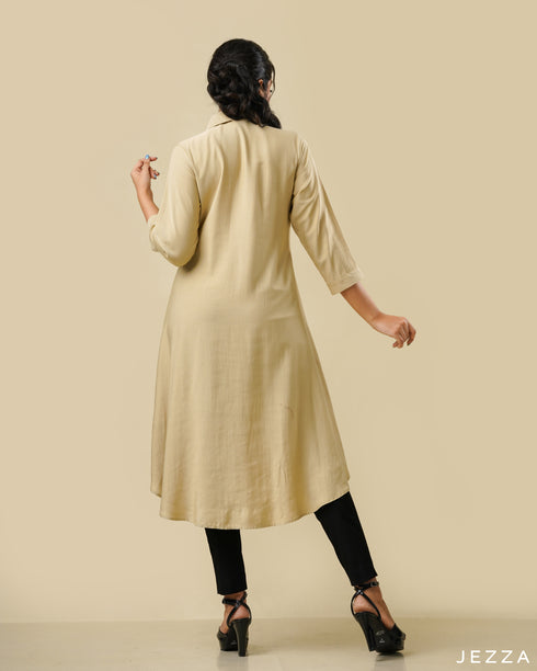 Midi Length Top With Shirt Collar 58412